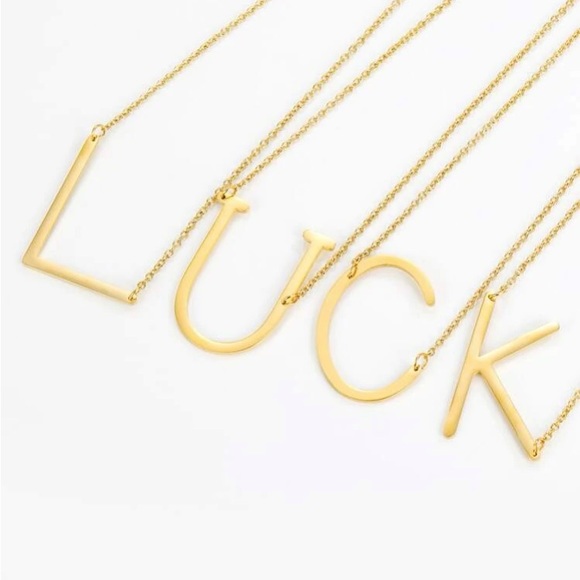 Stainless Steel Gold Lettered Necklace - Picture 3 of 4